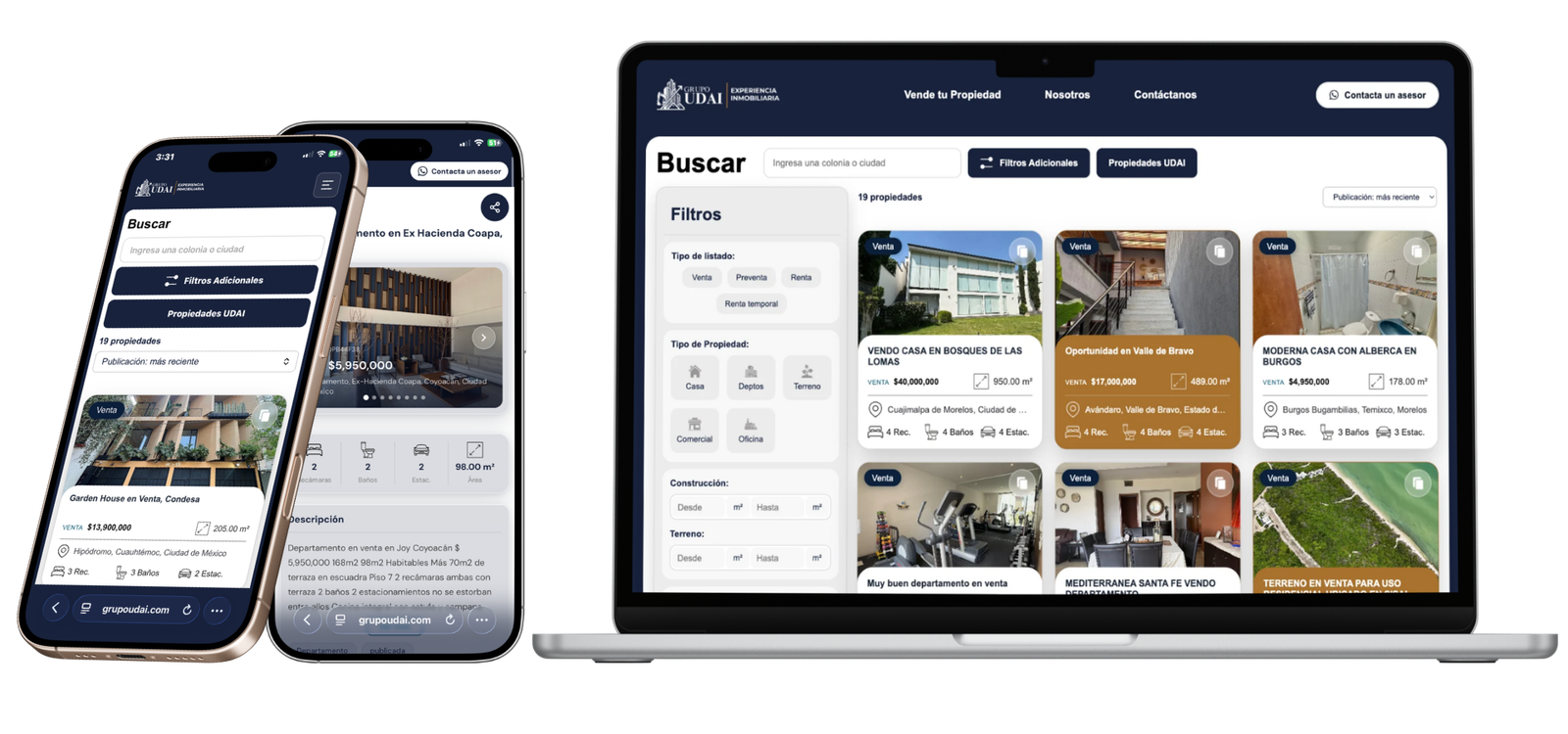 Plataforma digital inmobiliaria de Grupo UDAI