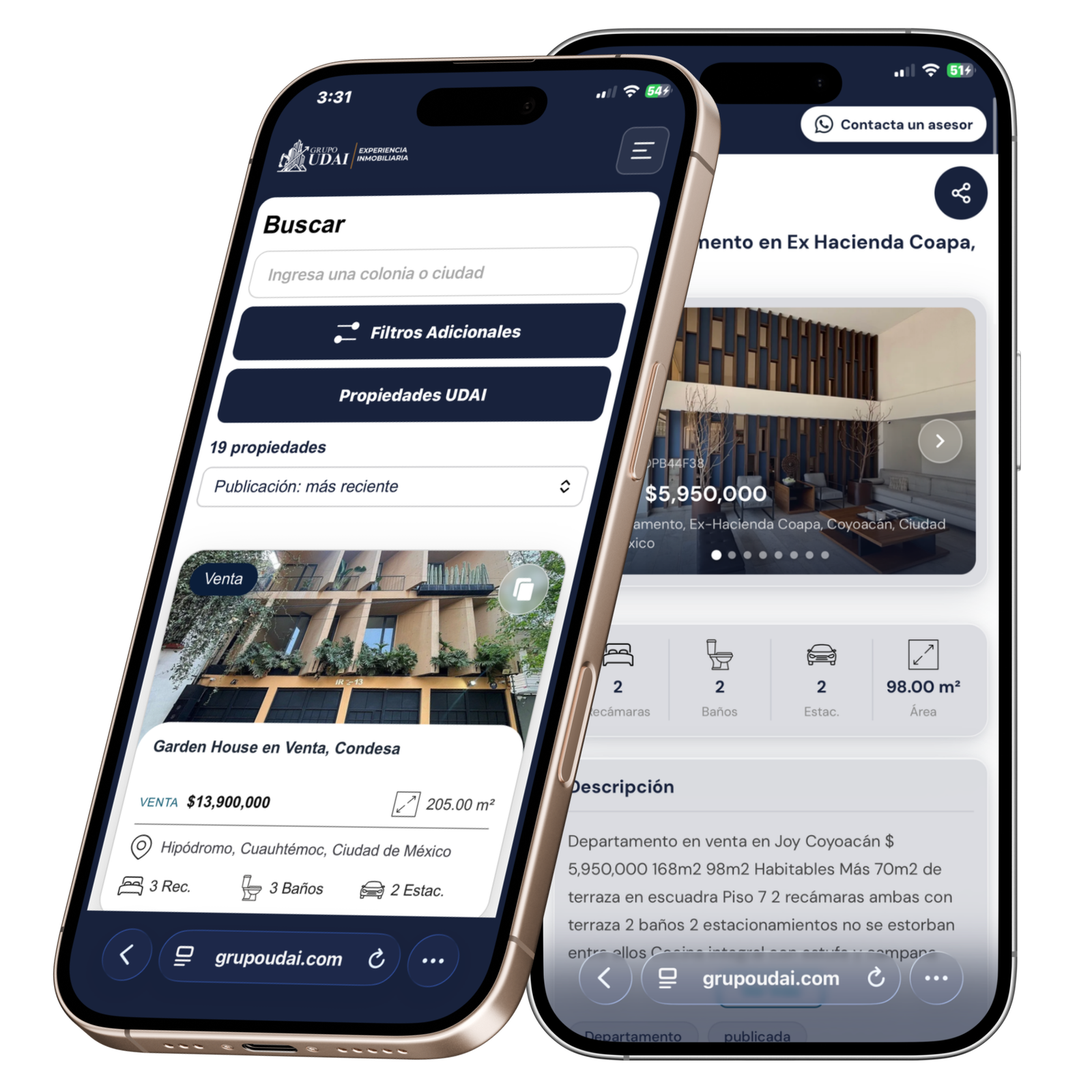 Plataforma inmobiliaria en teléfono móvil